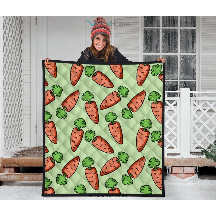 Carrot Pattern Print Design 05 Premium Quilt