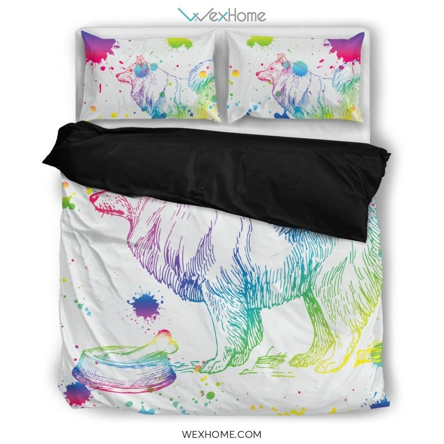Samoyed Watercolor White Background Bedding Set