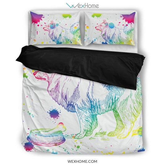 Samoyed Watercolor White Background Bedding Set