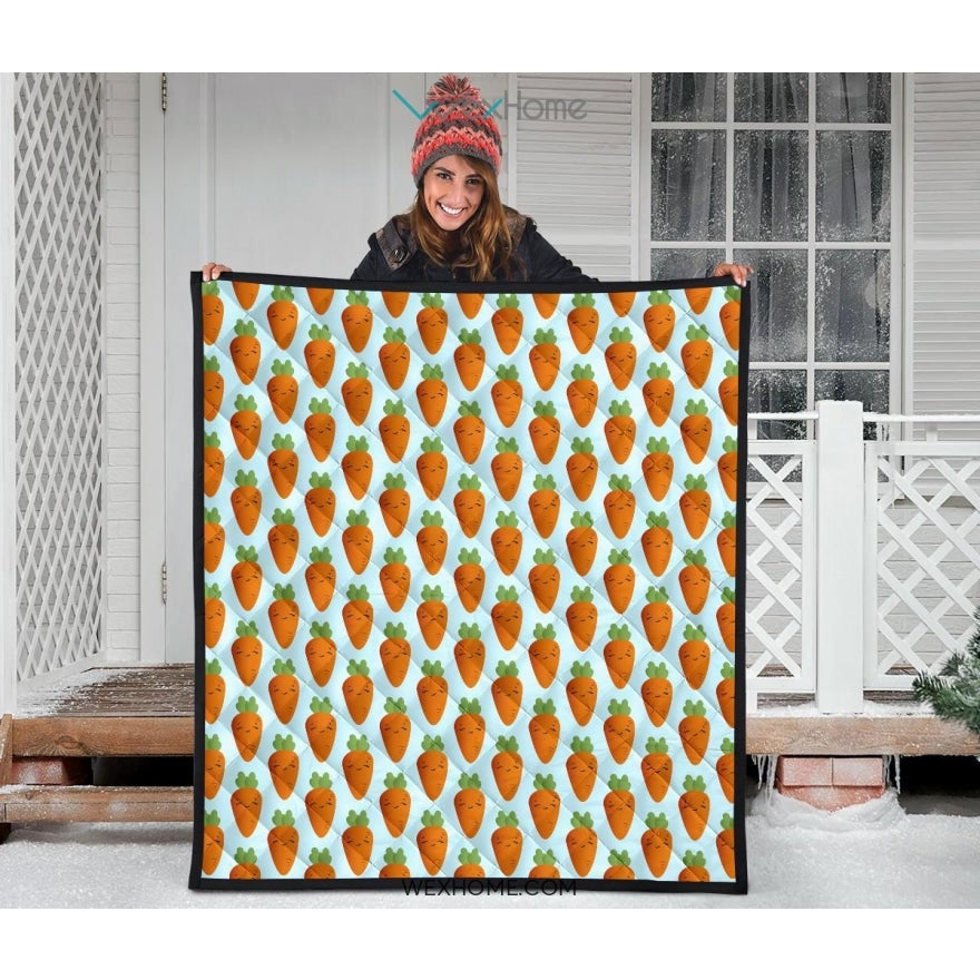 Carrot Pattern Print Design 03 Premium Quilt