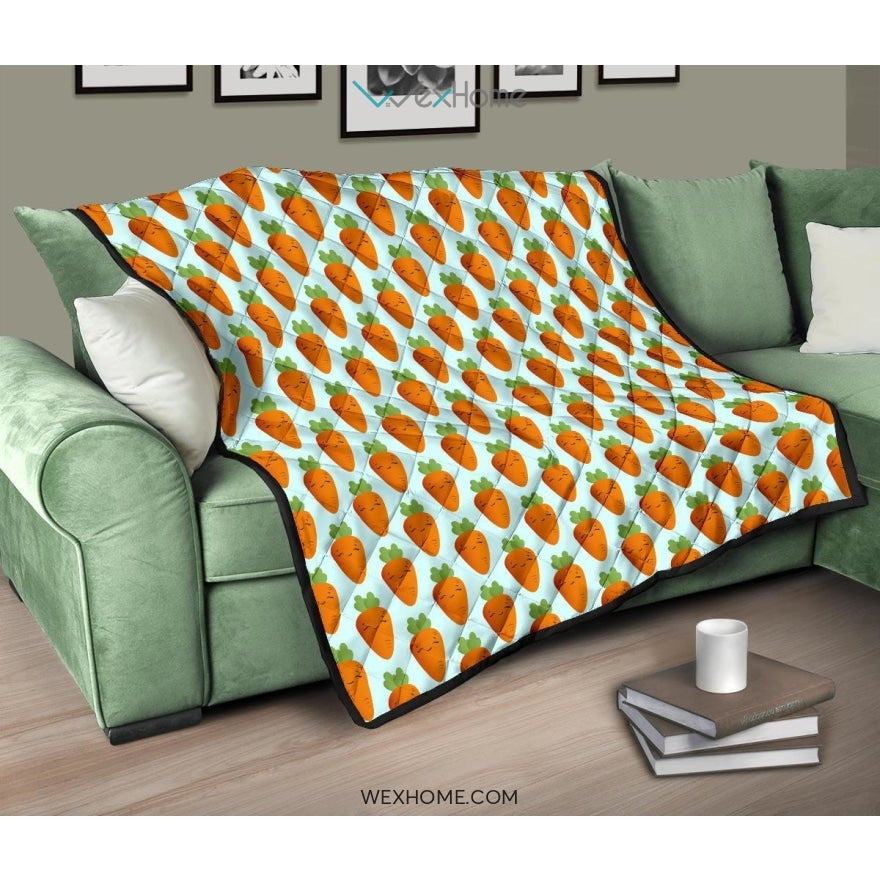 Carrot Pattern Print Design 03 Premium Quilt