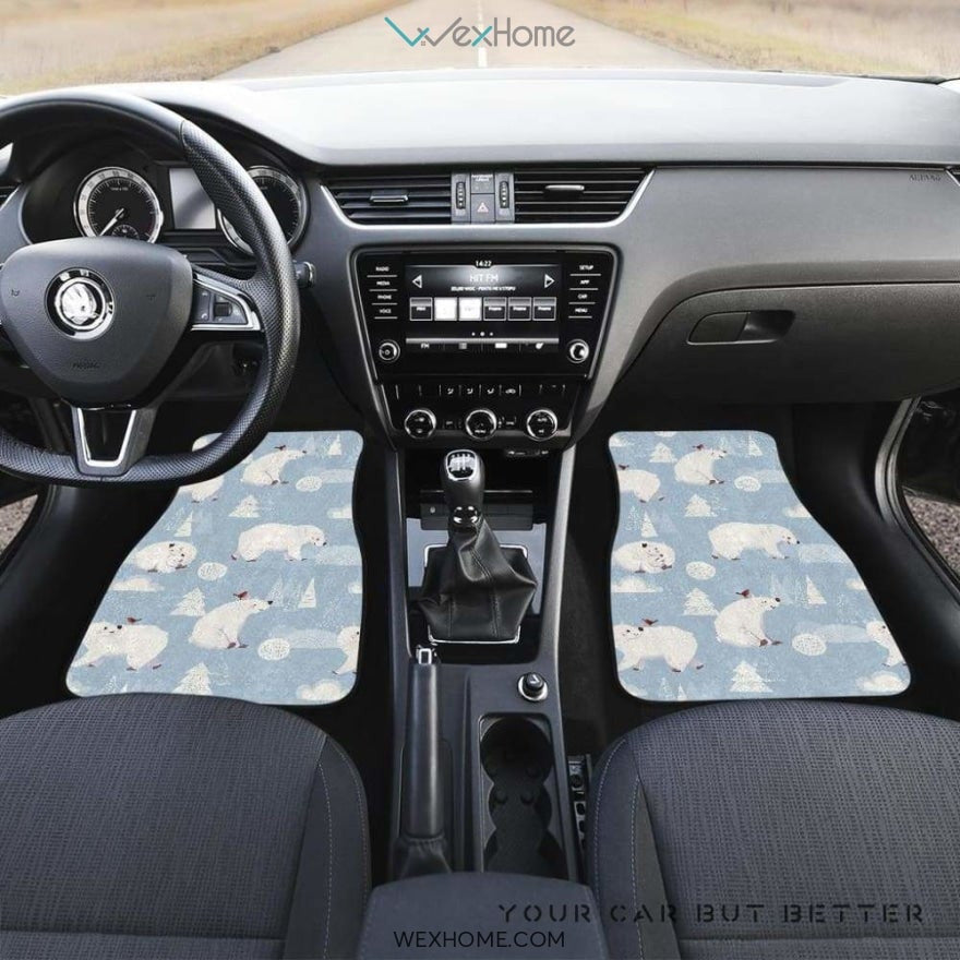 Cute Polar Bears Christmas Decoration Pattern Front And Back Car Mats Best Car Gift 2021