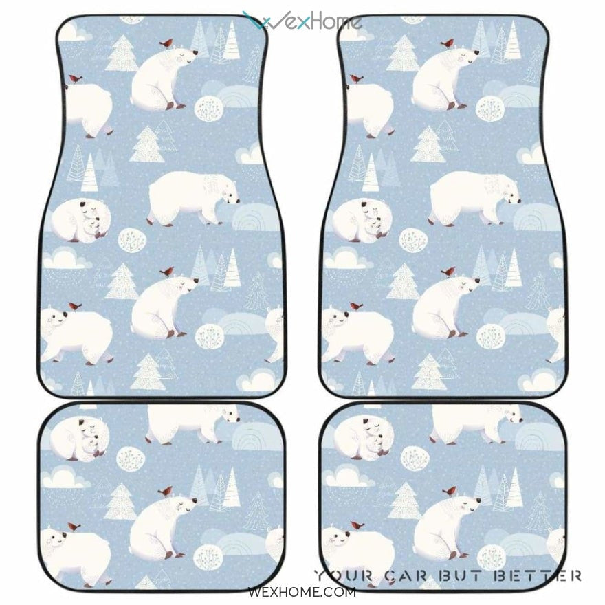 Cute Polar Bears Christmas Decoration Pattern Front And Back Car Mats Best Car Gift 2021