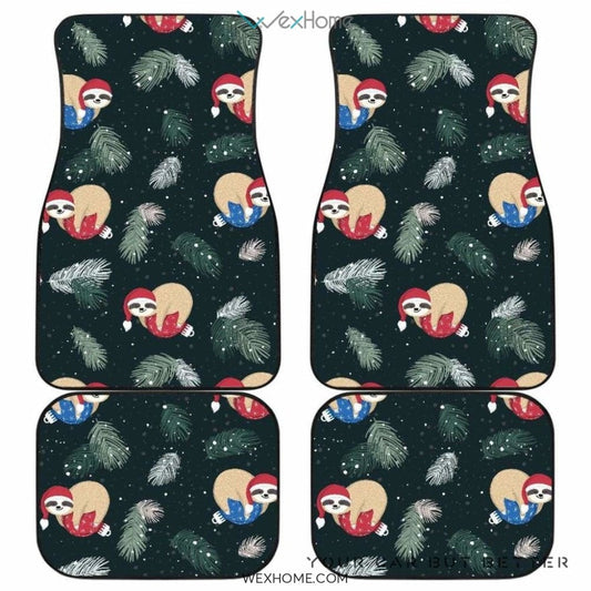 Cute Sloths Sleeping Christmas Ball Santa Hat Pattern Front And Back Car Mats  Best Car Gift 2021