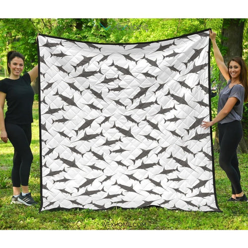 Swordfish Pattern Print Design 04 Premium Quilt