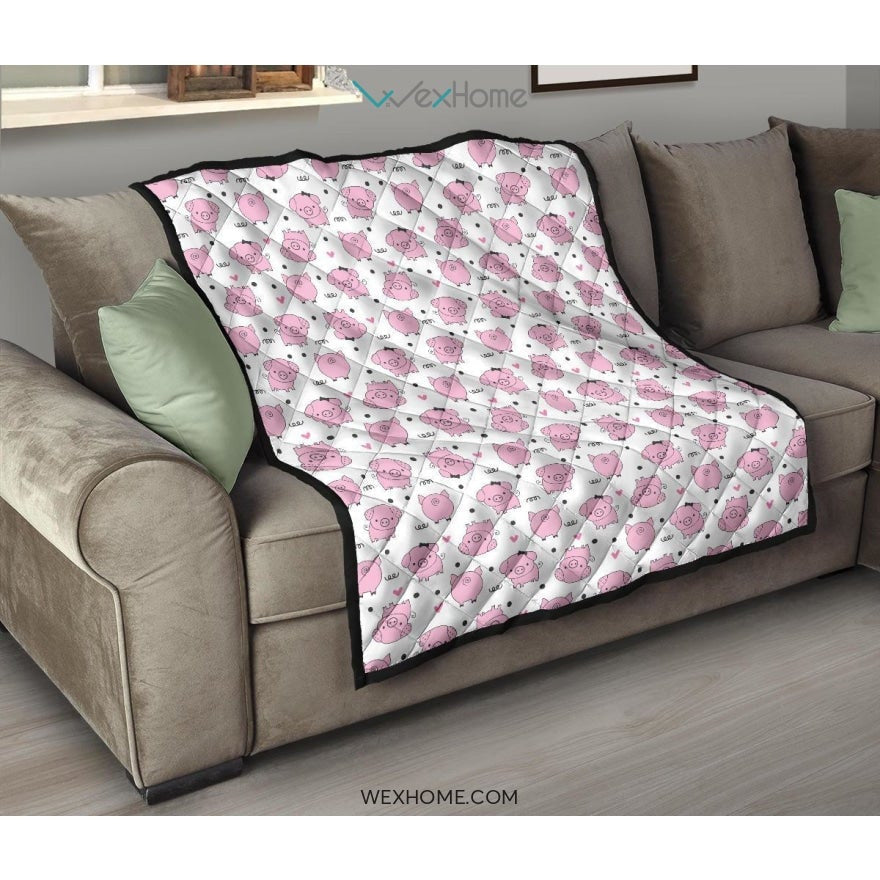 Pig Pattern Print Design 03 Premium Quilt