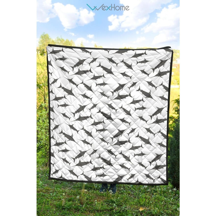 Swordfish Pattern Print Design 04 Premium Quilt