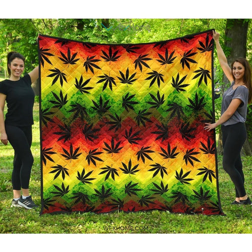 Canabis Marijuana Weed Pattern Print Design 03 Premium Quilt