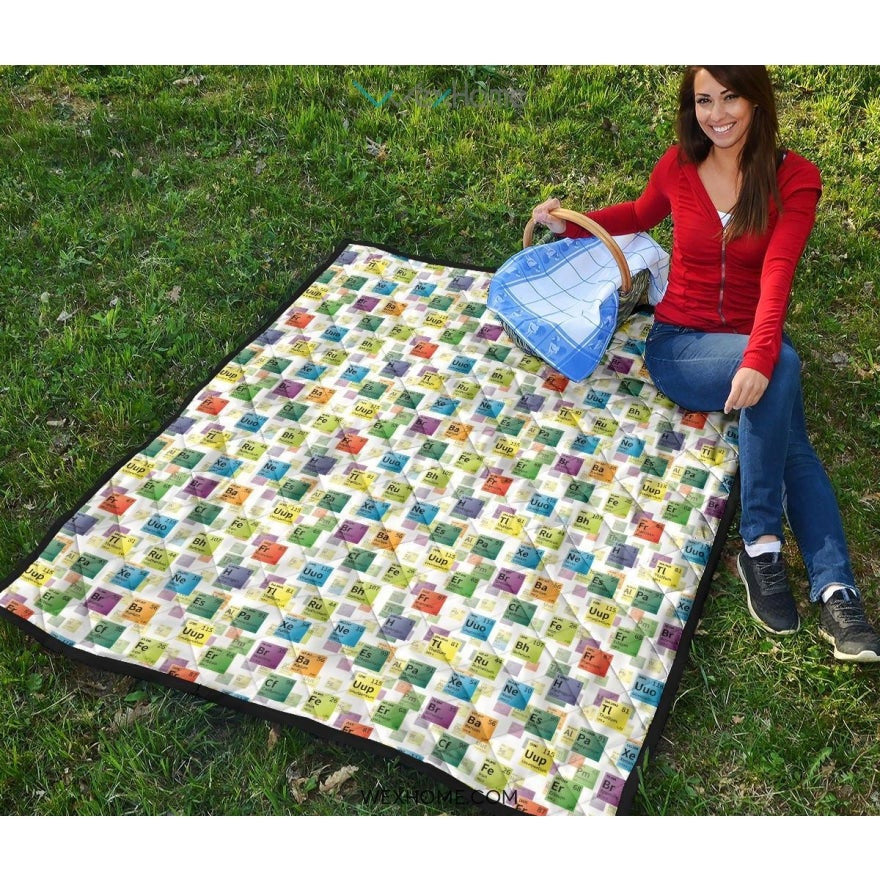 Chemistry Periodic Table Pattern Print Design 05 Premium Quilt