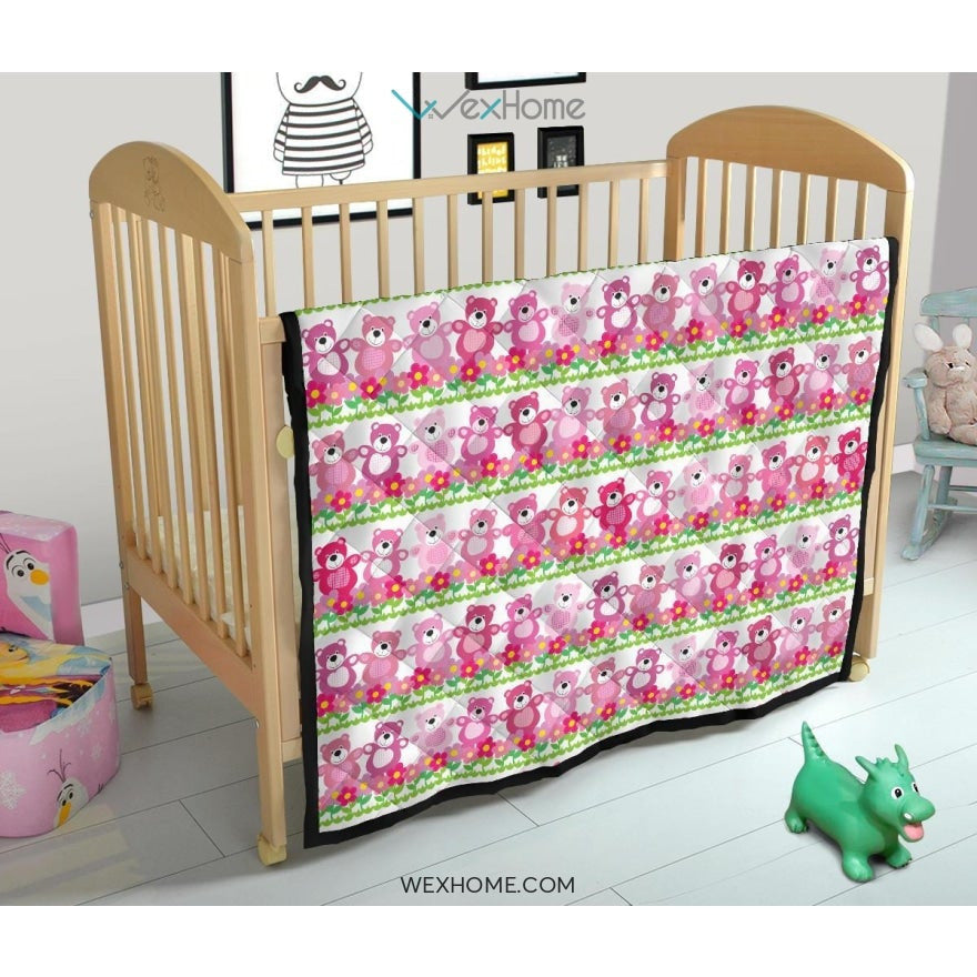 Teddy Bear Pattern Print Design 04 Premium Quilt