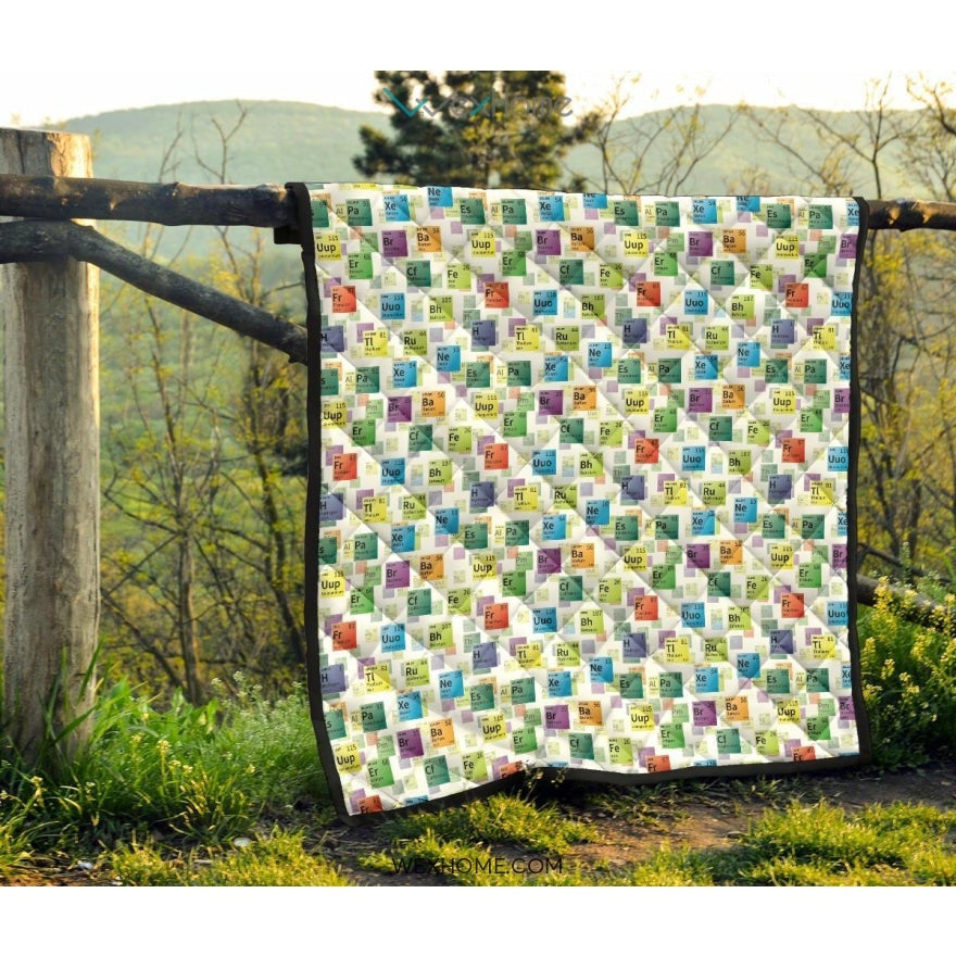 Chemistry Periodic Table Pattern Print Design 05 Premium Quilt