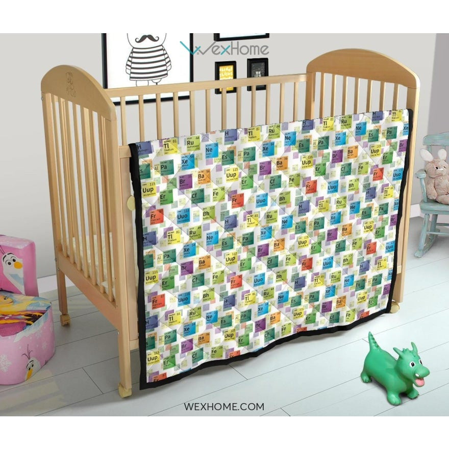 Chemistry Periodic Table Pattern Print Design 05 Premium Quilt