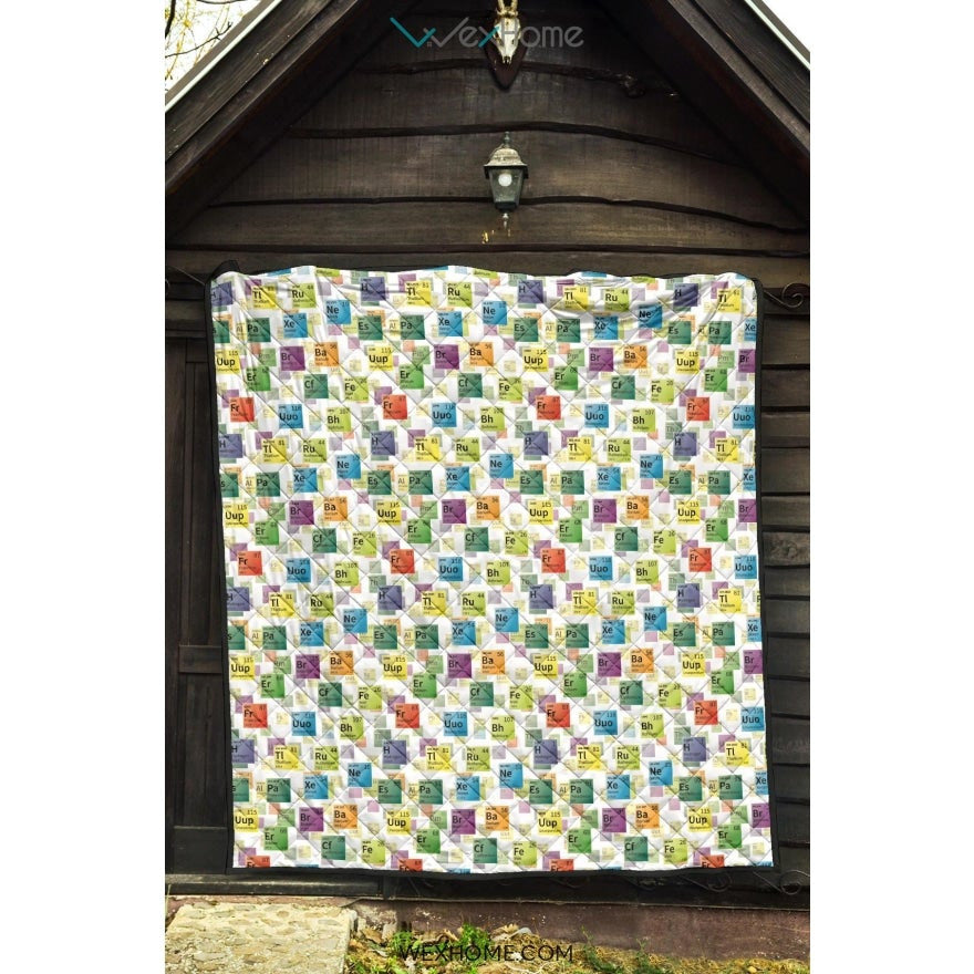 Chemistry Periodic Table Pattern Print Design 05 Premium Quilt