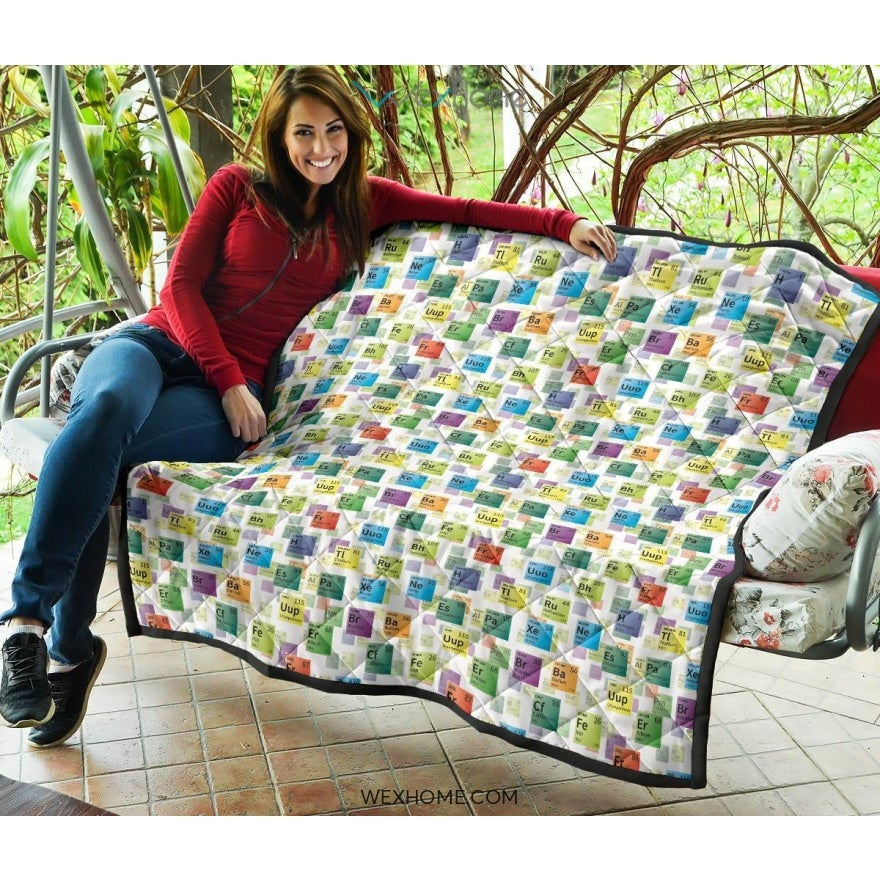 Chemistry Periodic Table Pattern Print Design 05 Premium Quilt