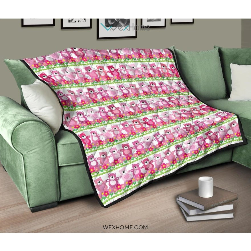 Teddy Bear Pattern Print Design 04 Premium Quilt