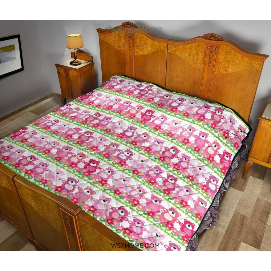 Teddy Bear Pattern Print Design 04 Premium Quilt