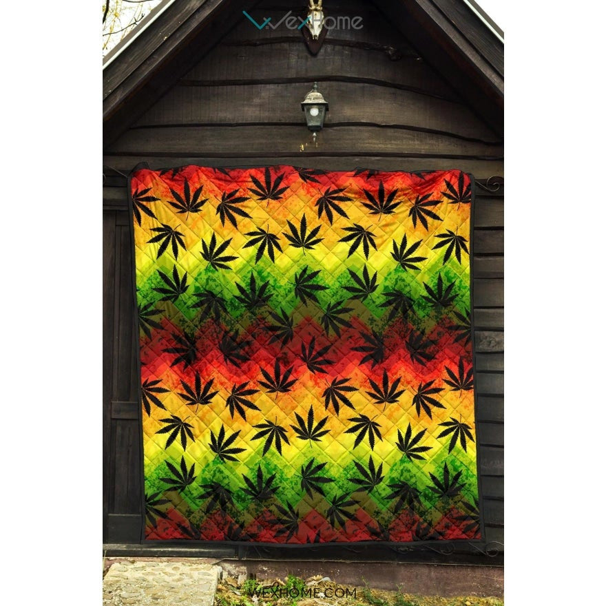 Canabis Marijuana Weed Pattern Print Design 03 Premium Quilt