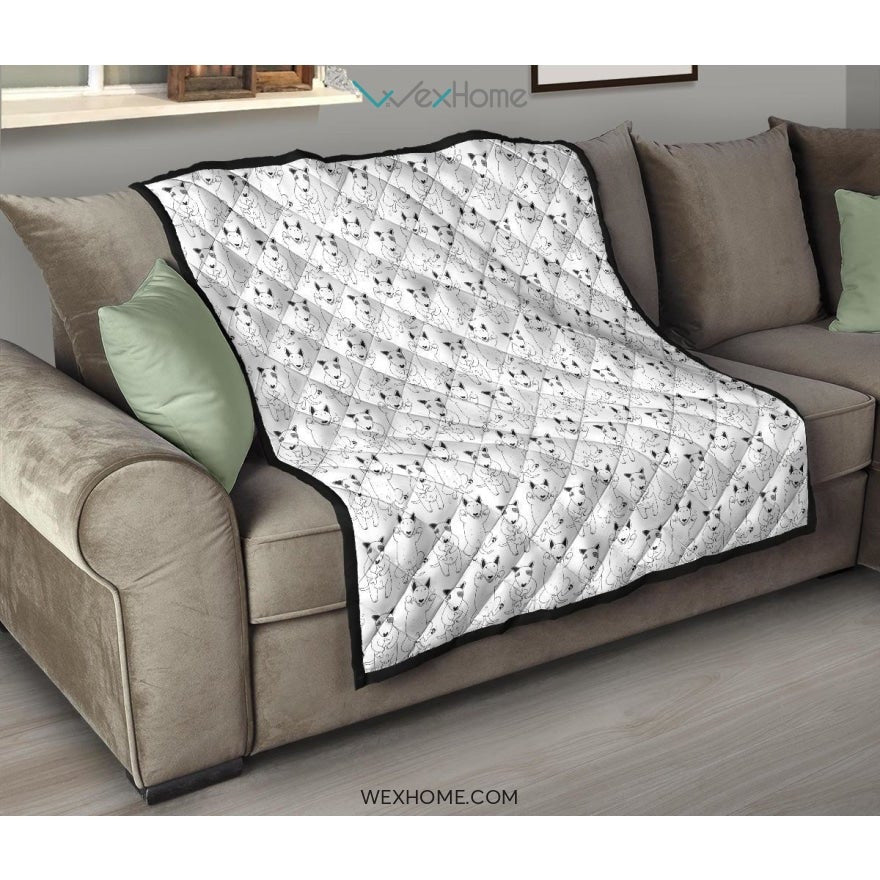 Bull Terrier Pattern Print Design 02 Premium Quilt