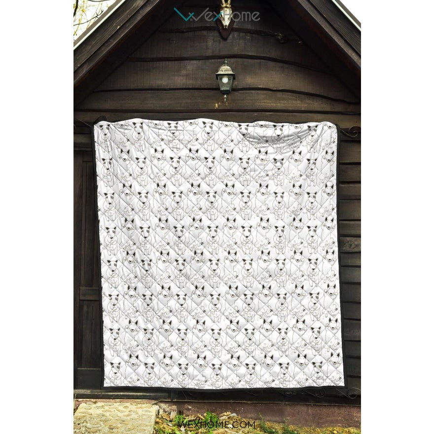 Bull Terrier Pattern Print Design 02 Premium Quilt