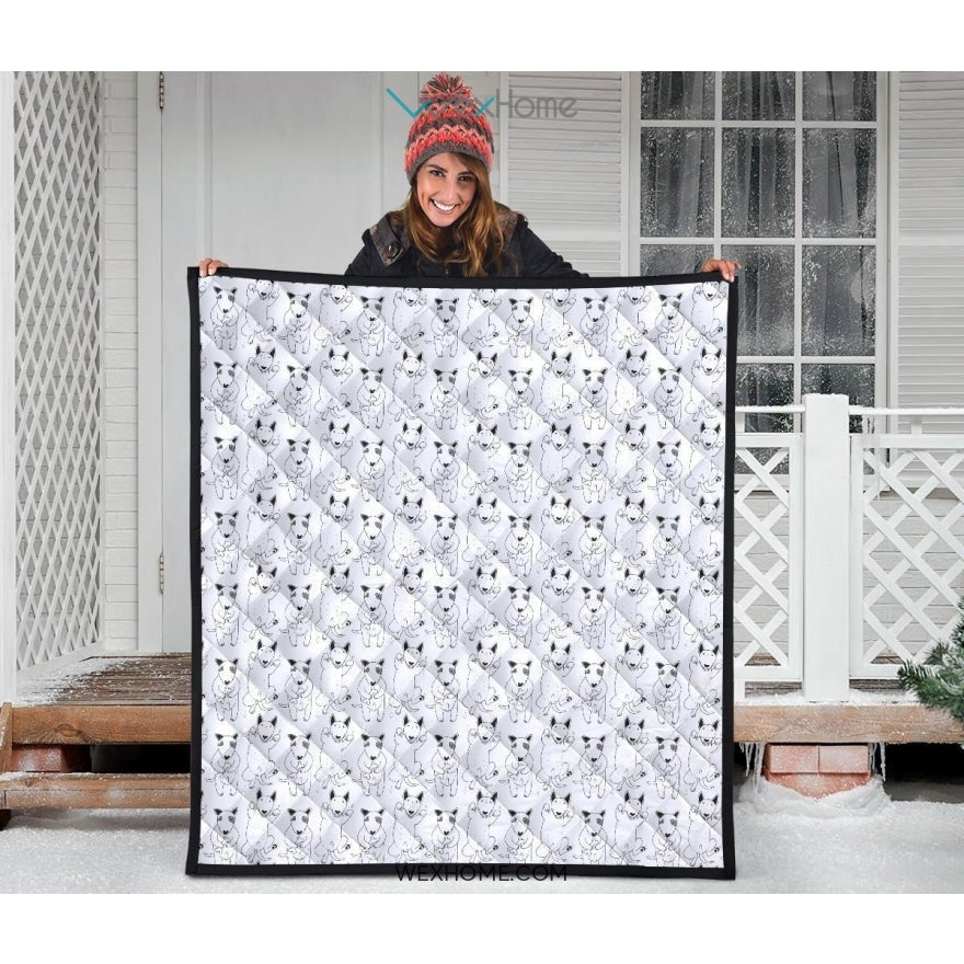 Bull Terrier Pattern Print Design 02 Premium Quilt
