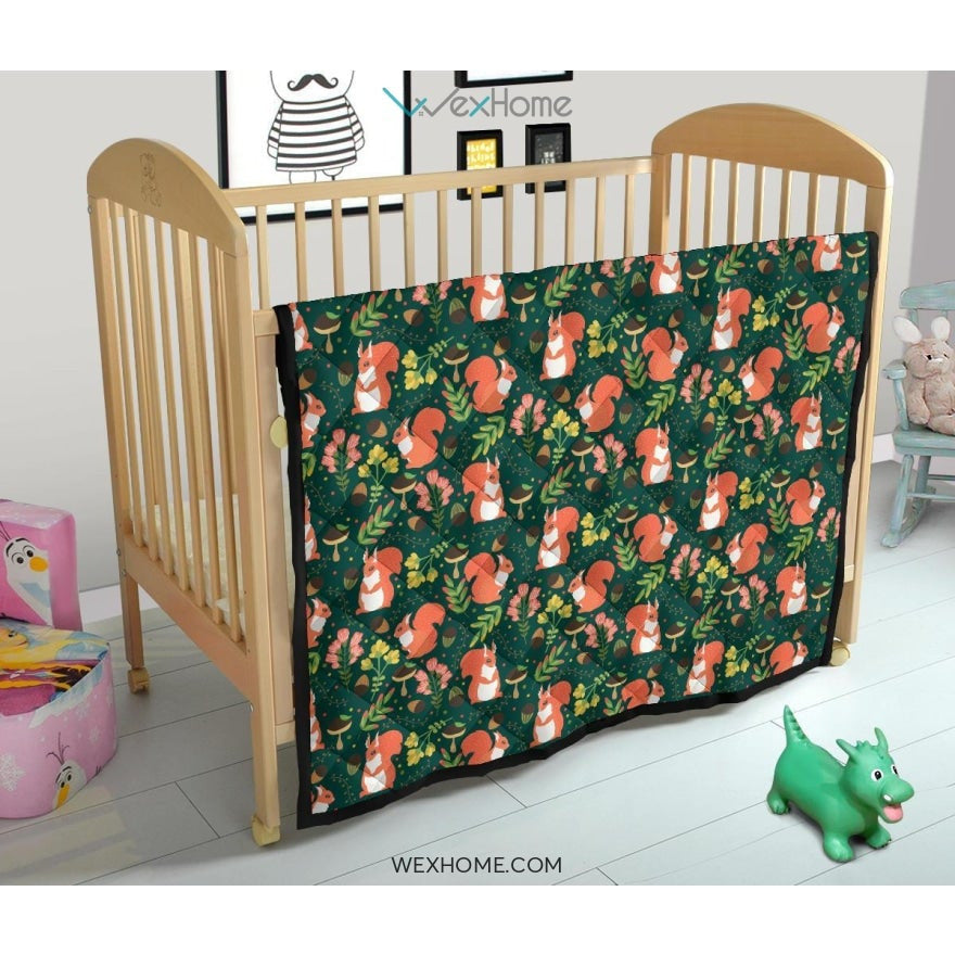 Squirrel Pattern Print Design 03 Premium Quilt