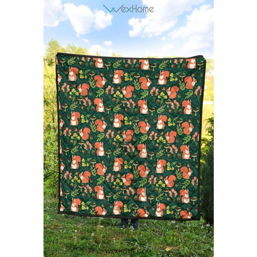 Squirrel Pattern Print Design 03 Premium Quilt