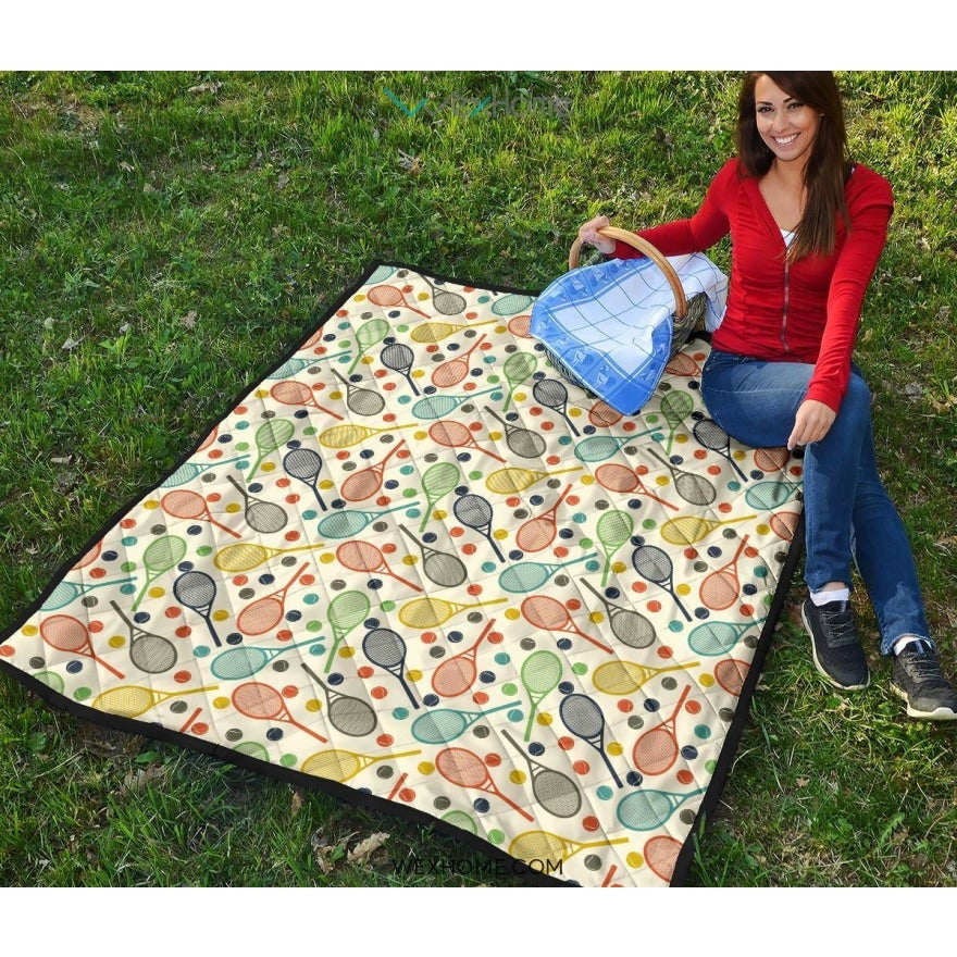 Tennis Pattern Print Design 03 Premium Quilt