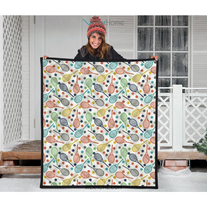 Tennis Pattern Print Design 03 Premium Quilt
