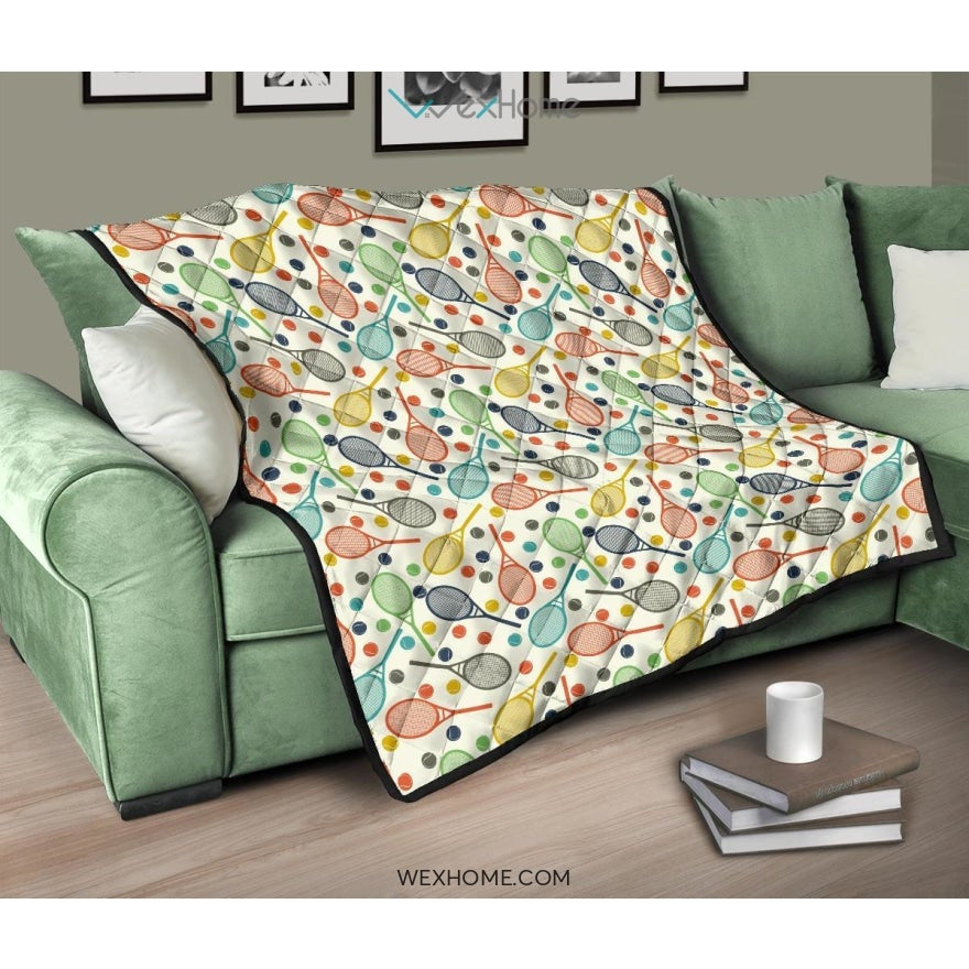 Tennis Pattern Print Design 03 Premium Quilt