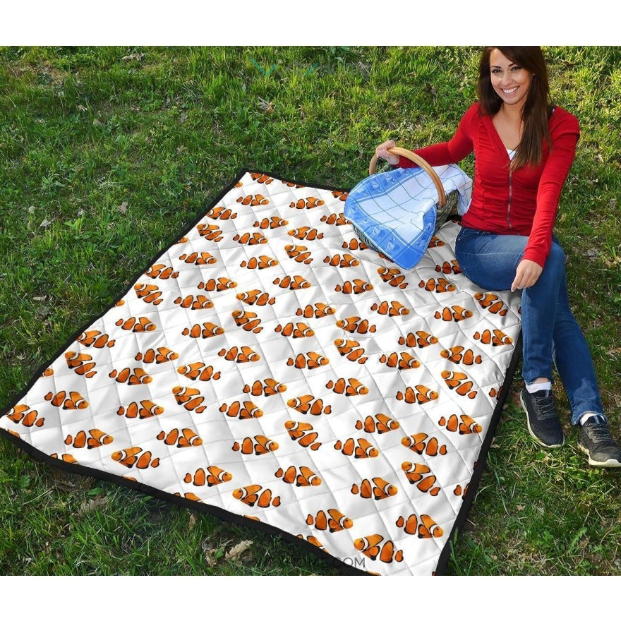 Clown Fish Pattern Print Design 03 Premium Quilt