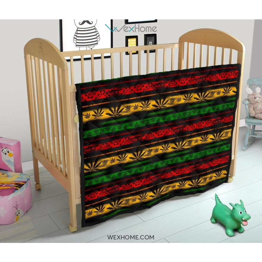 Canabis Marijuana Weed Pattern Print Design 04 Premium Quilt