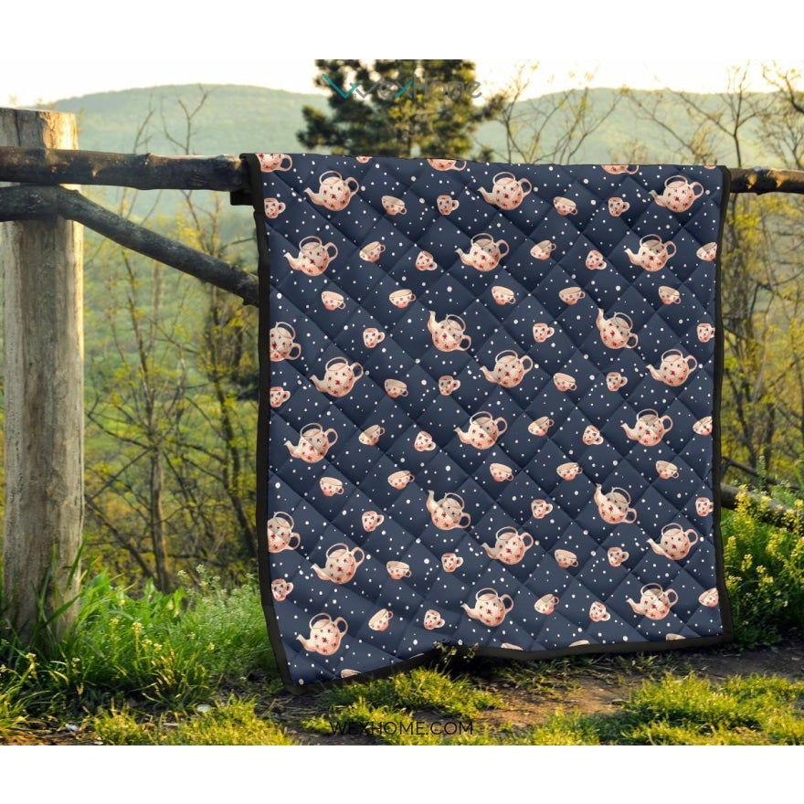 Tea pots Pattern Print Design 04 Premium Quilt