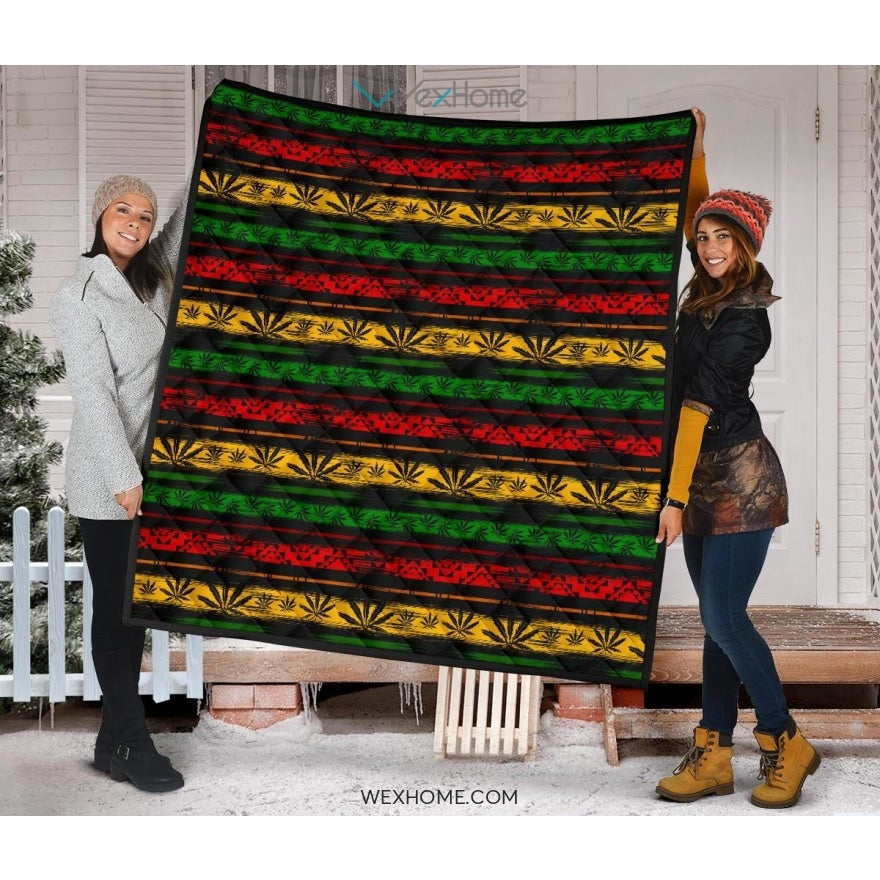 Canabis Marijuana Weed Pattern Print Design 04 Premium Quilt