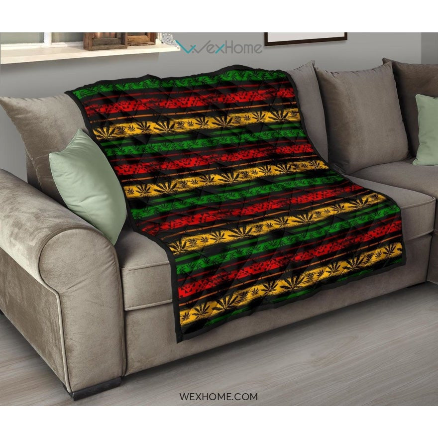 Canabis Marijuana Weed Pattern Print Design 04 Premium Quilt