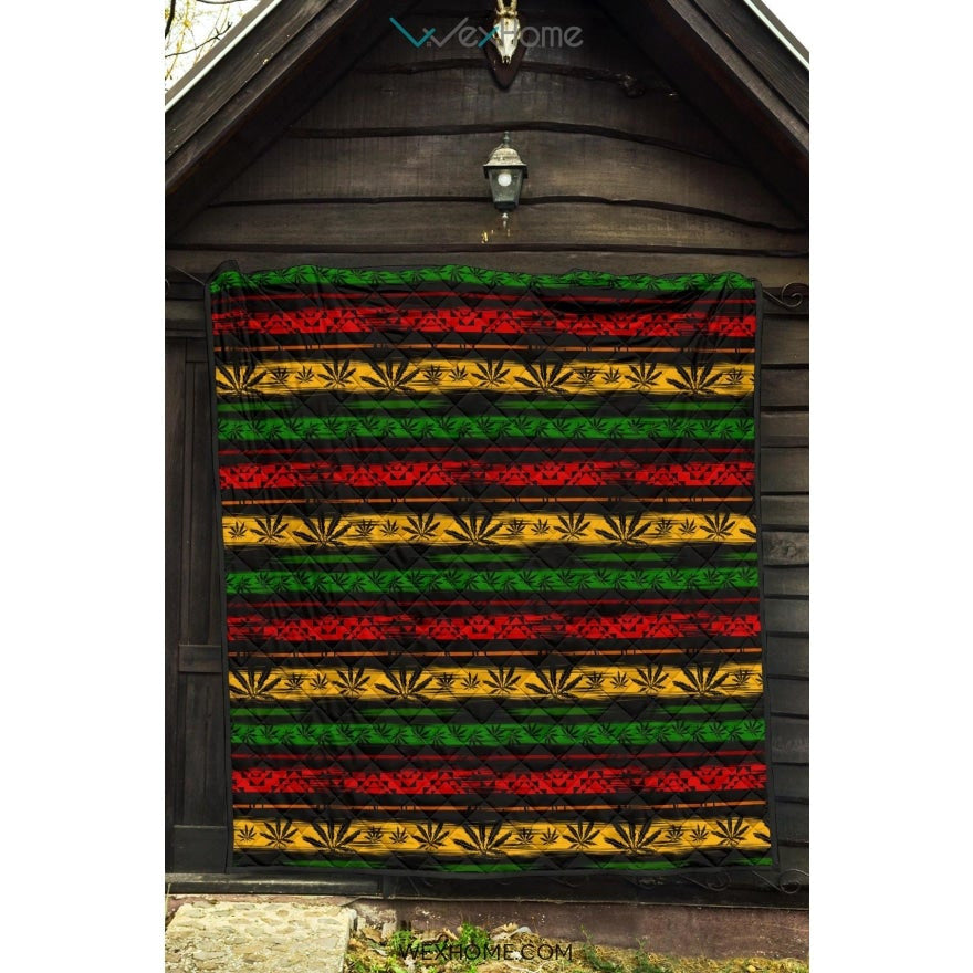 Canabis Marijuana Weed Pattern Print Design 04 Premium Quilt
