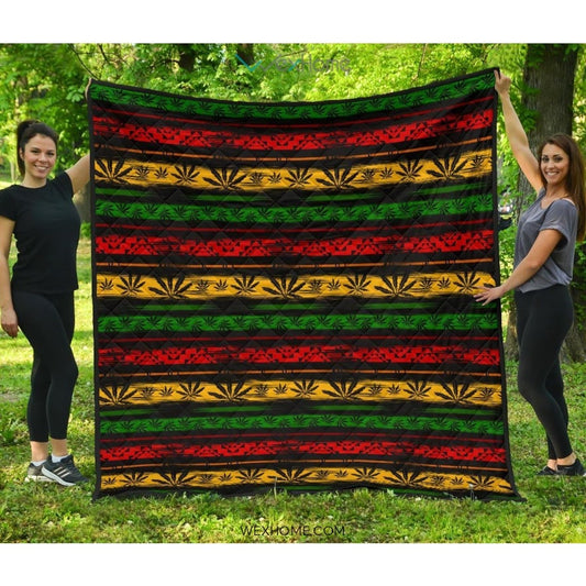 Canabis Marijuana Weed Pattern Print Design 04 Premium Quilt