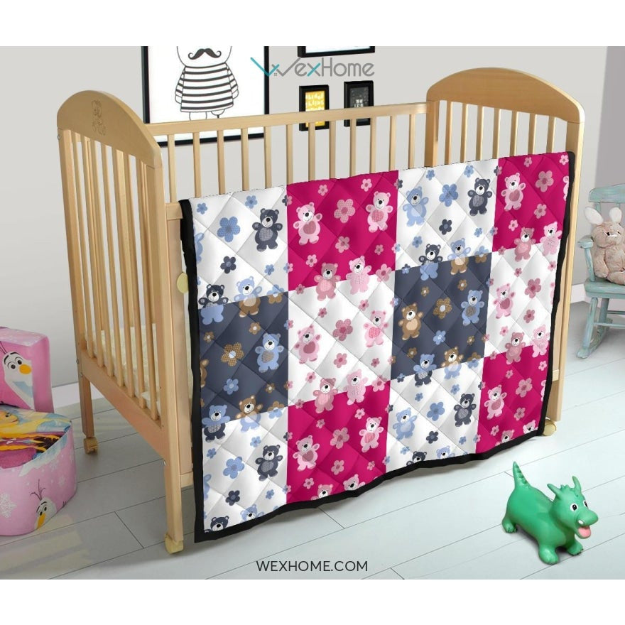 Teddy Bear Pattern Print Design 03 Premium Quilt
