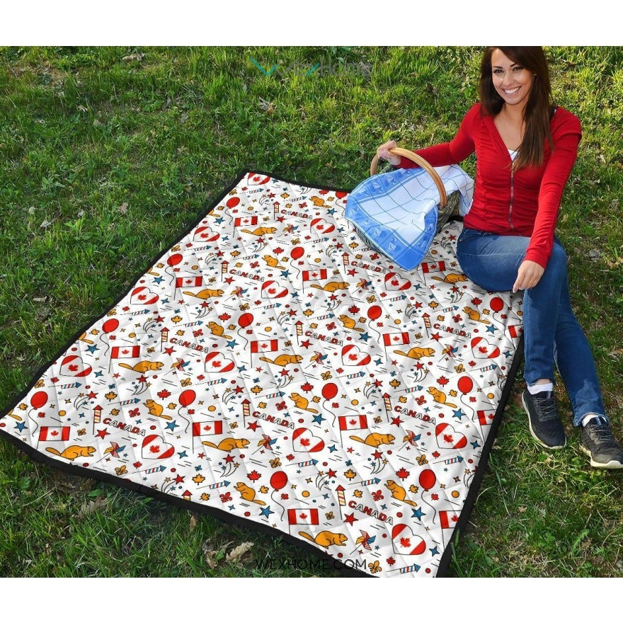 Canada Pattern Print Design 03 Premium Quilt