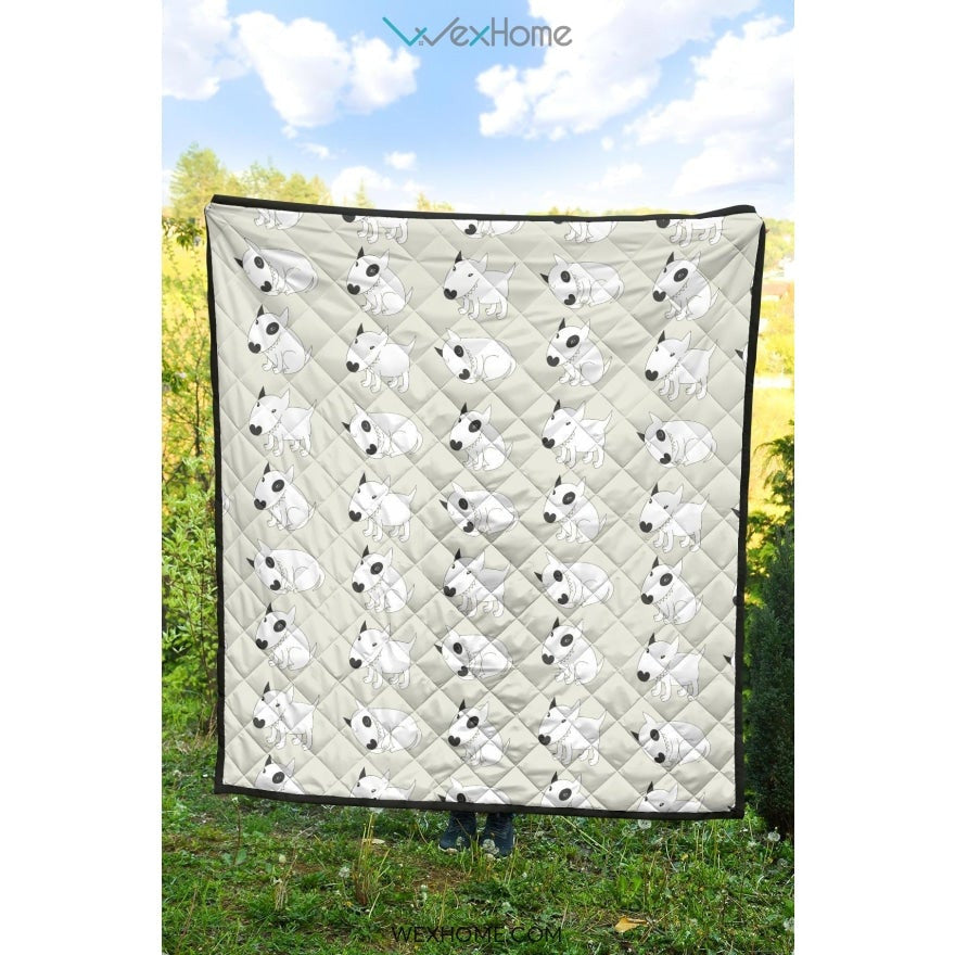 Bull Terrier Pattern Print Design 01 Premium Quilt