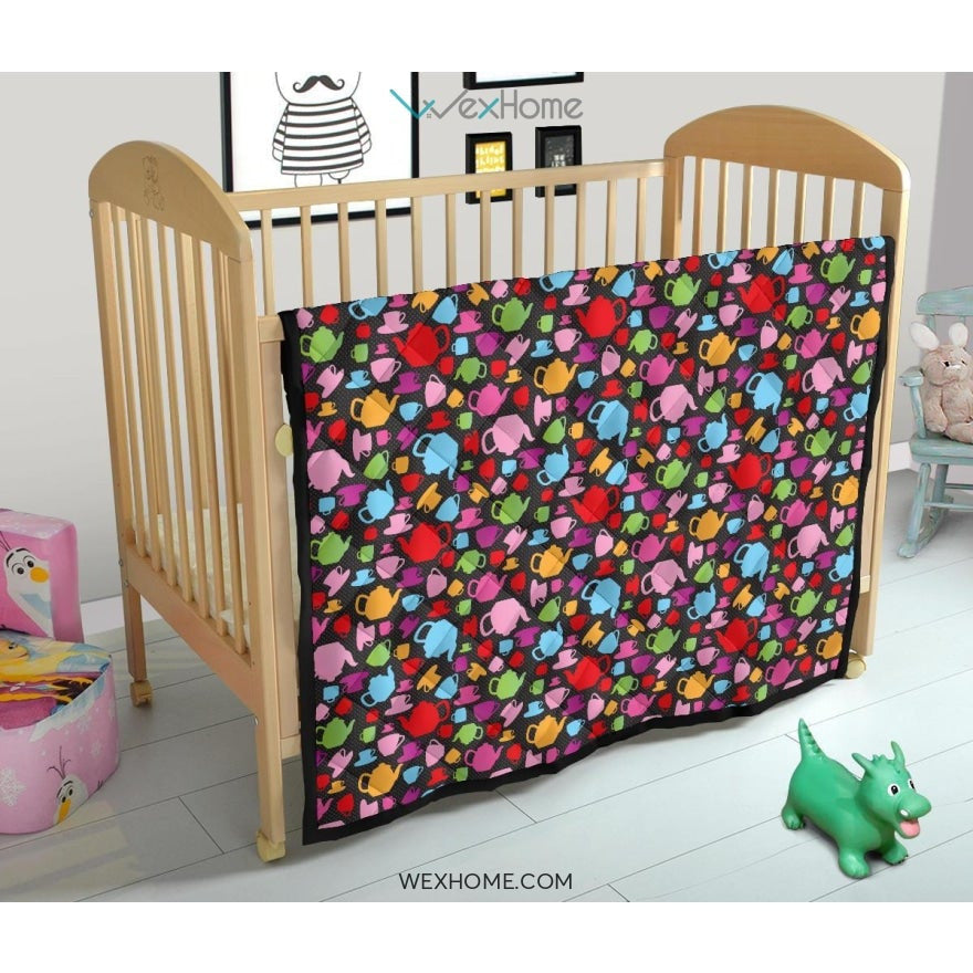 Tea pots Pattern Print Design 01 Premium Quilt