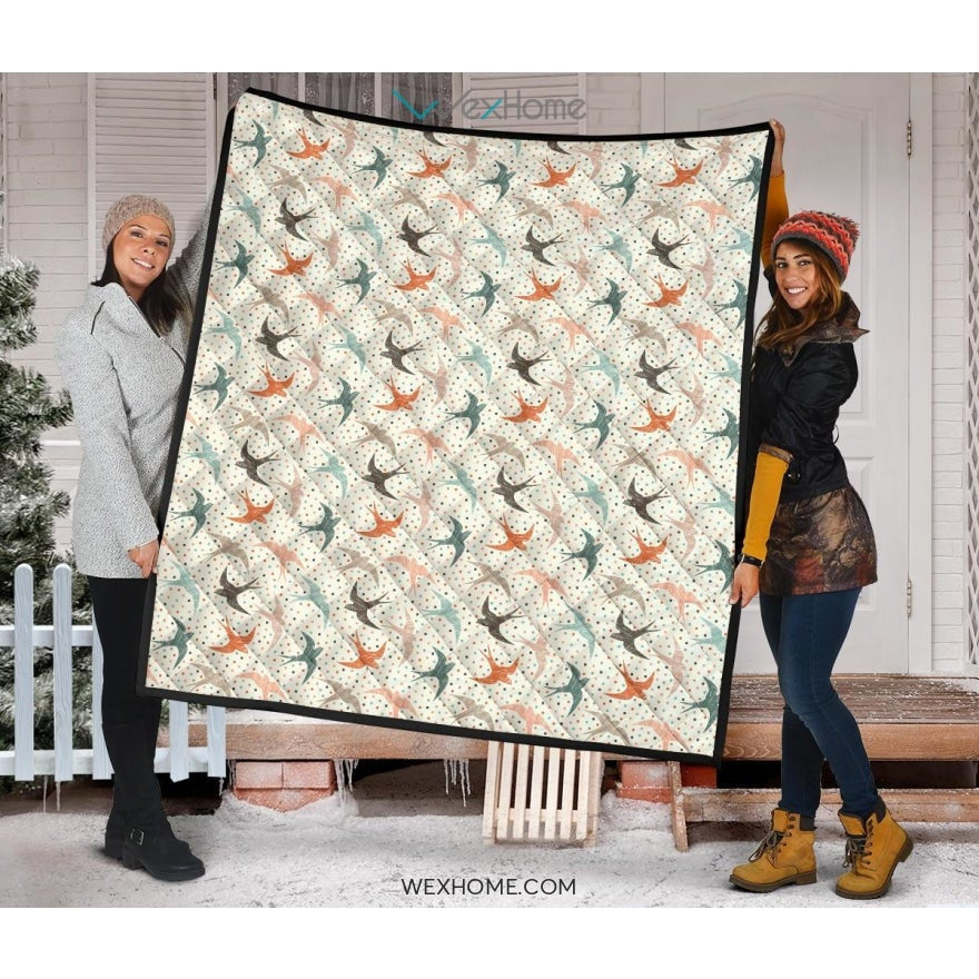 Swallow Pattern Print Design 02 Premium Quilt