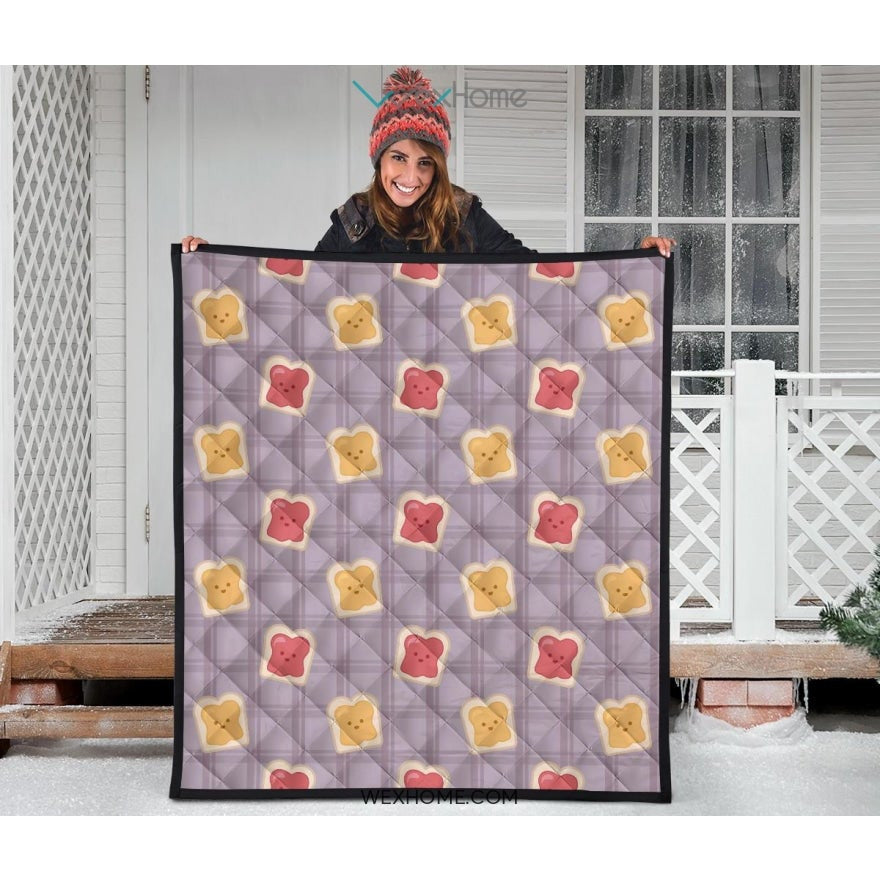 Bread Toast Pattern Print Design 05 Premium Quilt