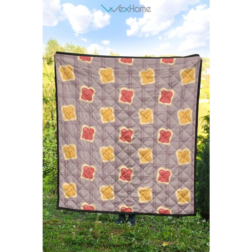Bread Toast Pattern Print Design 05 Premium Quilt