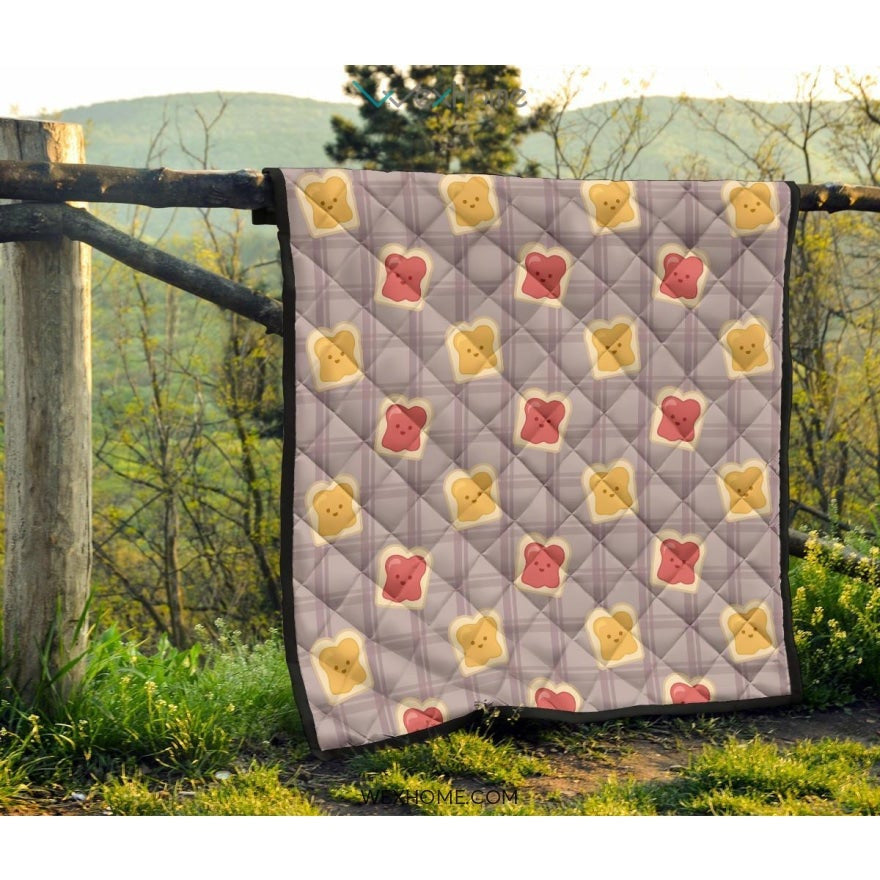 Bread Toast Pattern Print Design 05 Premium Quilt