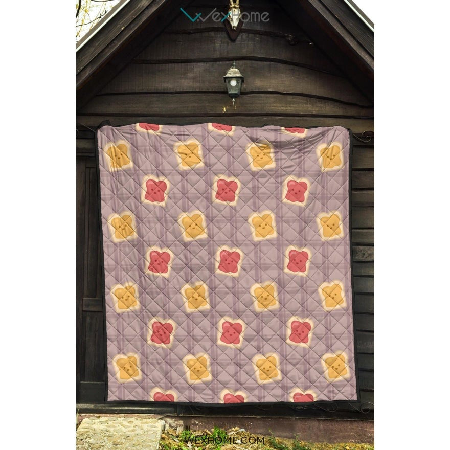 Bread Toast Pattern Print Design 05 Premium Quilt