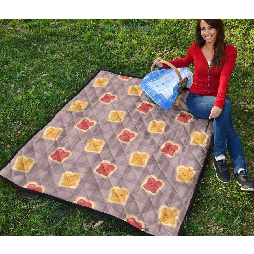 Bread Toast Pattern Print Design 05 Premium Quilt
