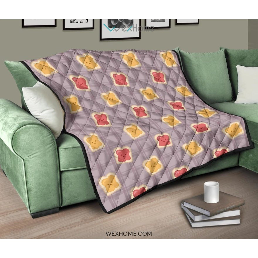 Bread Toast Pattern Print Design 05 Premium Quilt