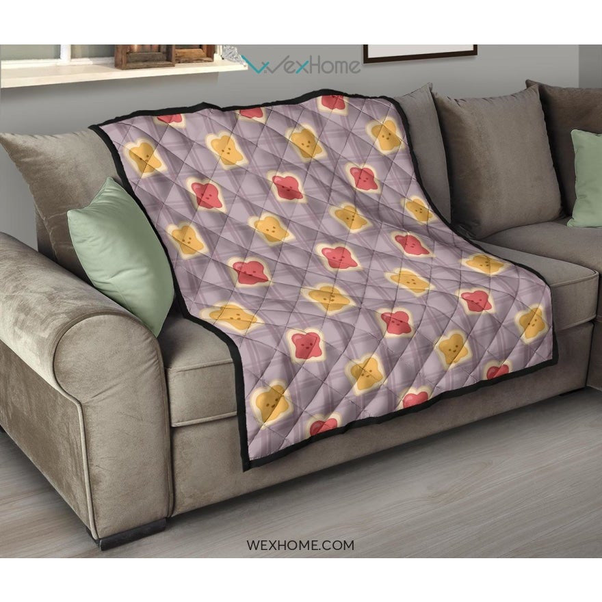 Bread Toast Pattern Print Design 05 Premium Quilt