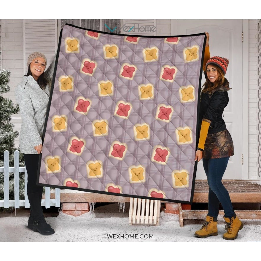 Bread Toast Pattern Print Design 05 Premium Quilt