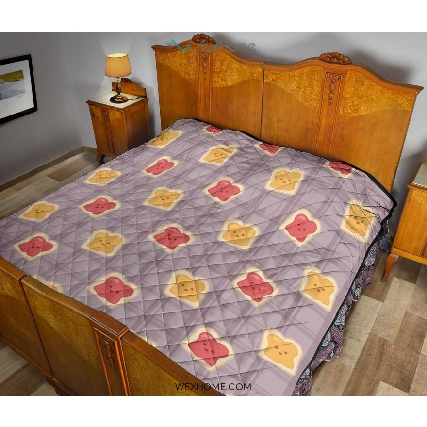 Bread Toast Pattern Print Design 05 Premium Quilt